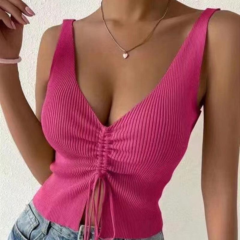 Summer Fashion Drawstring American Hot Girl All-matching Drawstring Vest Top - FASHION - Your-Look