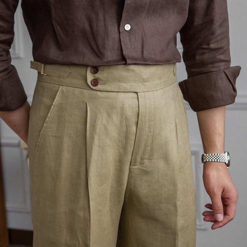 Summer Lightweight Breathable Linen High Waist Straight Pants Men - Fashion - Your-Look