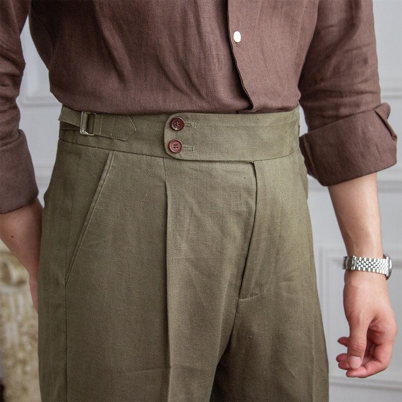 Summer Lightweight Breathable Linen High Waist Straight Pants Men - Fashion - Your-Look