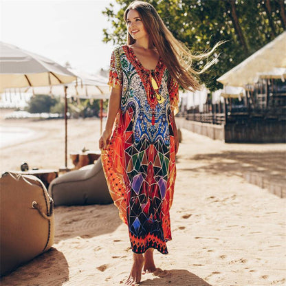 &quot;Sun-Kissed Serenity&quot; Cotton Beach Cover-Up - A Stylish Swimwear Essential for Women
