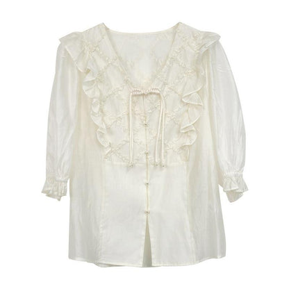 Elegant Artistry: Tencel Embroidered Shirt for Women - Your-Look