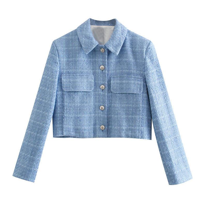 Contemporary Elegance: Textured Cropped Cotton Blazer - Your-Look