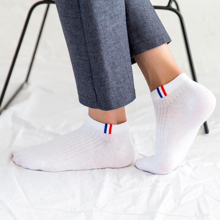Thin Shallow Breathable And Sweat-absorbing White Cotton Socks