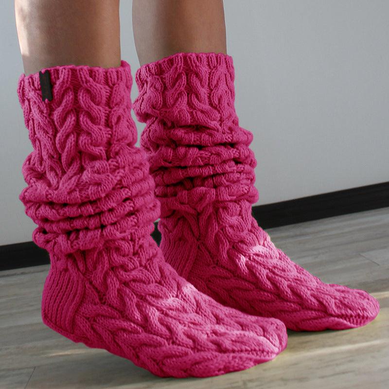 Three-color Twist Mid-calf Knitted Bunching Socks for Women - Your-Look