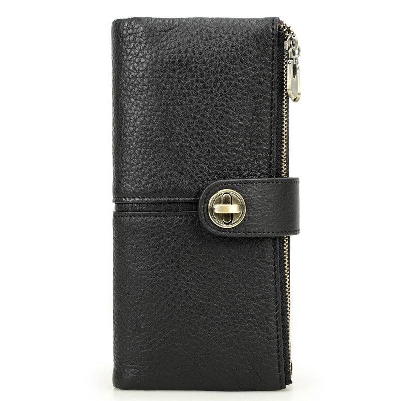 Timeless Sophistication: Long Buckle Cowhide Wallet - Your-Look