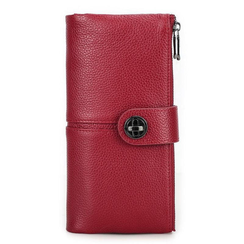 Timeless Sophistication: Long Buckle Cowhide Wallet - Your-Look