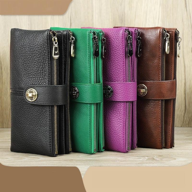 Timeless Sophistication: Long Buckle Cowhide Wallet - Your-Look