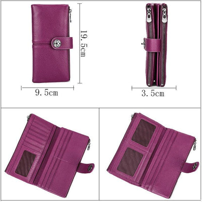 Timeless Sophistication: Long Buckle Cowhide Wallet - Your-Look