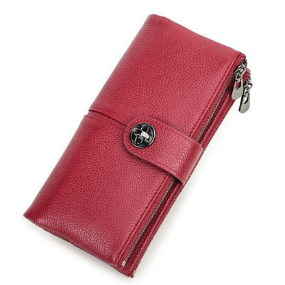 Timeless Sophistication: Long Buckle Cowhide Wallet - Your-Look