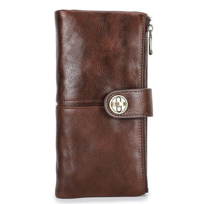 Timeless Sophistication: Long Buckle Cowhide Wallet - Your-Look