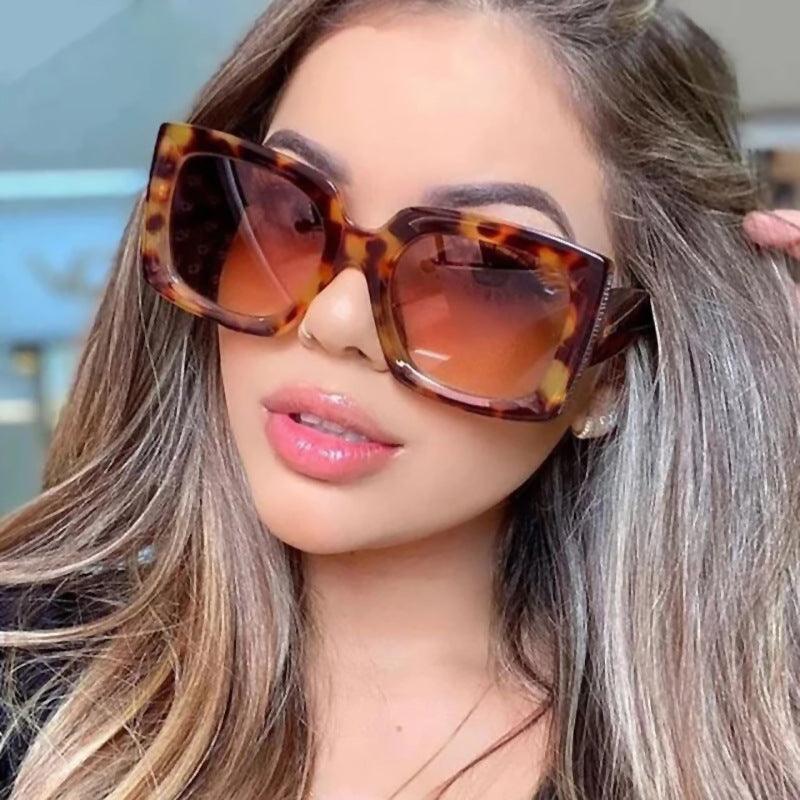 Trendy Large Frame Sunglasses Women Square Bright Black Sunglasses - FASHION - Your-Look