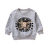 Grey Printed Letter Cow Head Children&