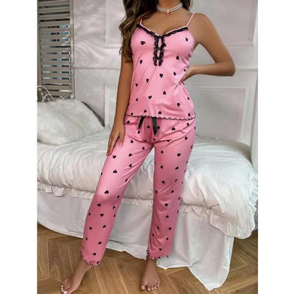 V-neck Pajamas Comfortable Home Button Suspenders Trousers Home Wear Suit - Your-Look