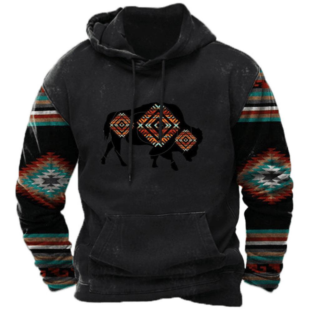 &quot;Wild Frontier&quot; Cross-Border Western Style Bison Printed Hoodie