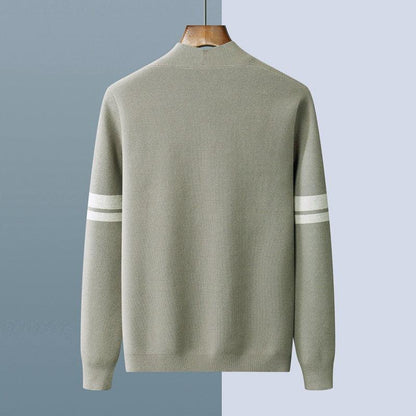 Wool Cardigan Male V-neck Knitted Color Matching Sweater Business Casual Loose Long Sleeve Cashmere Coat - Fashion - Your-Look