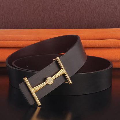 &quot;Youthful Elegance&quot; Fashion Leather Belt with Pure Copper Buckle - Your-Look