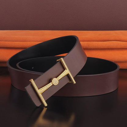 &quot;Youthful Elegance&quot; Fashion Leather Belt with Pure Copper Buckle - Your-Look