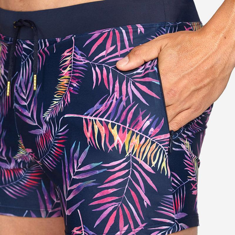 Zippered Swim Shorts With Pockets