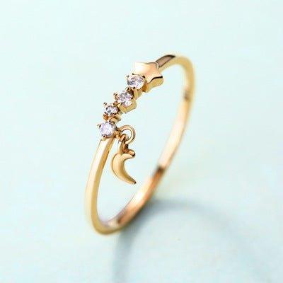 14K gold luxurious hand decoration, star moon ring, - Fashion - Your-Look