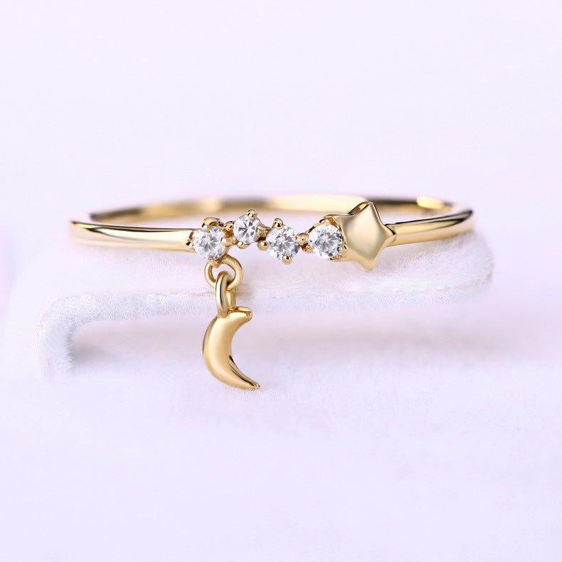14K gold luxurious hand decoration, star moon ring, - Fashion - Your-Look