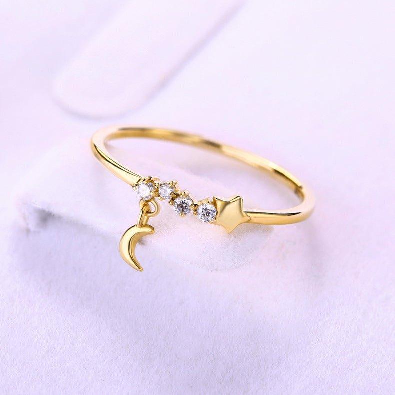 14K gold luxurious hand decoration, star moon ring, - Fashion - Your-Look