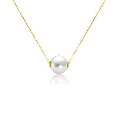 18K Gold Round Pearl Necklace Clavicle Chain - Fashion - Your-Look