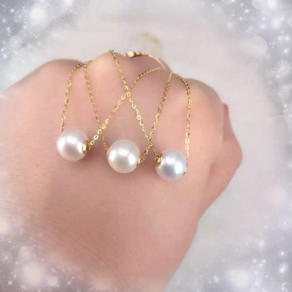 18K Gold Round Pearl Necklace Clavicle Chain - Fashion - Your-Look