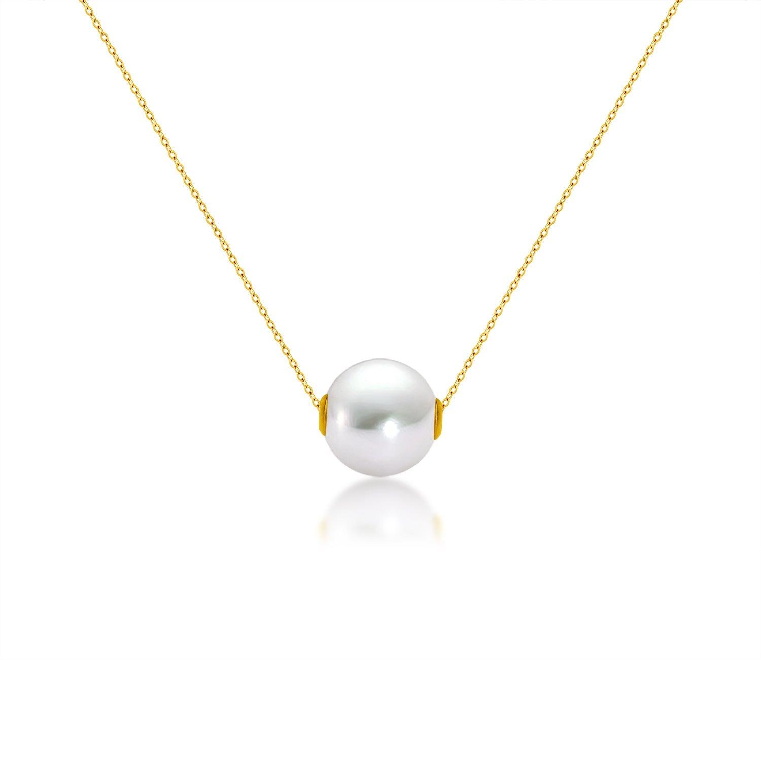 18K Gold Round Pearl Necklace Clavicle Chain - Fashion - Your-Look