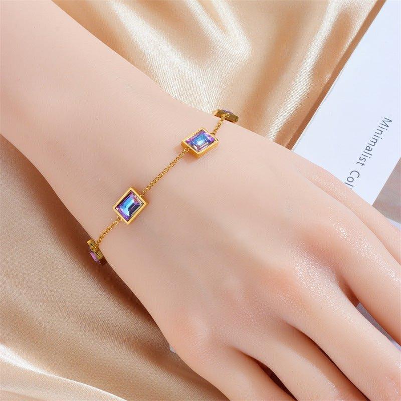 Affordable Luxury Fashion Elegant High-grade Colorful Geometric Glass Bracelet - Fashion - Your-Look