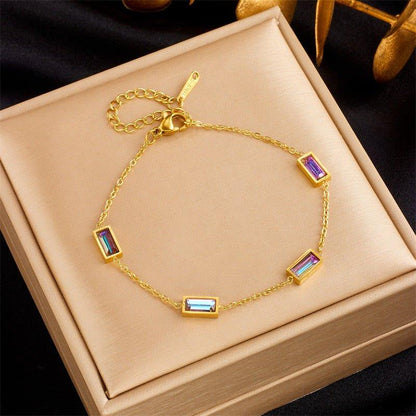 Affordable Luxury Fashion Elegant High-grade Colorful Geometric Glass Bracelet - Fashion - Your-Look
