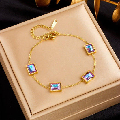 Affordable Luxury Fashion Elegant High-grade Colorful Geometric Glass Bracelet - Fashion - Your-Look