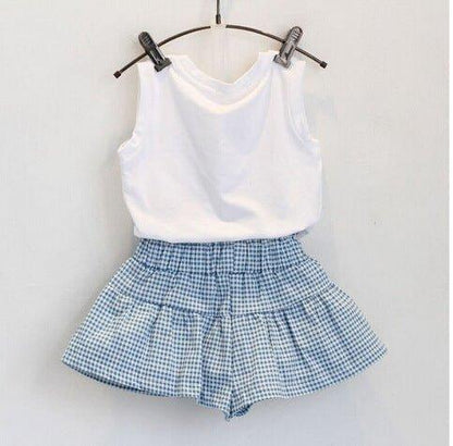 AiLe Rabbit Girls Fashion Clothes Set Short Sleeve Shirt Short Skirt 2 Piece Suits Cartoon Girl Bow Cotton Kids Clothes Set k1 -  - Your-Look
