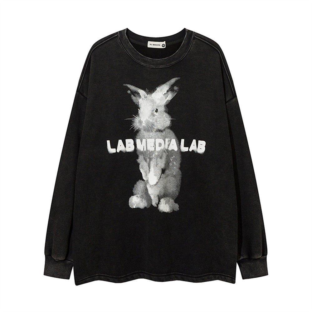 American Cartoon Rabbit Print Brushed Hoody - Fashion - Your-Look