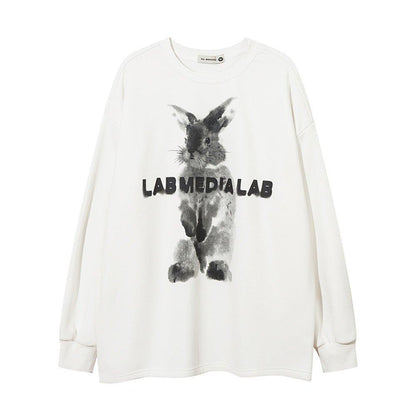 American Cartoon Rabbit Print Brushed Hoody - Fashion - Your-Look