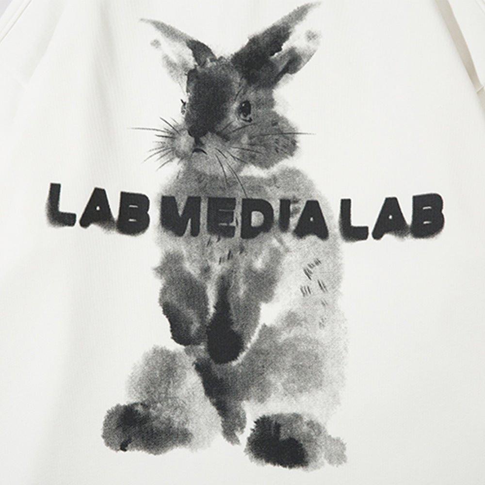 American Cartoon Rabbit Print Brushed Hoody - Fashion - Your-Look