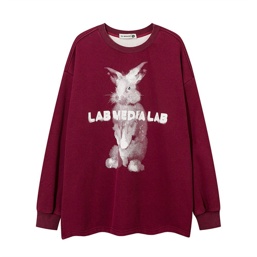 American Cartoon Rabbit Print Brushed Hoody - Fashion - Your-Look